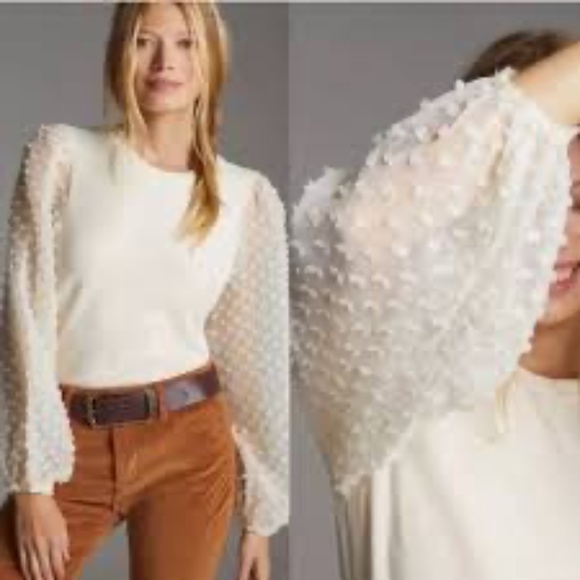 Anthropologie Maeve Textured-Long Sleeve Top L - Picture 11 of 13